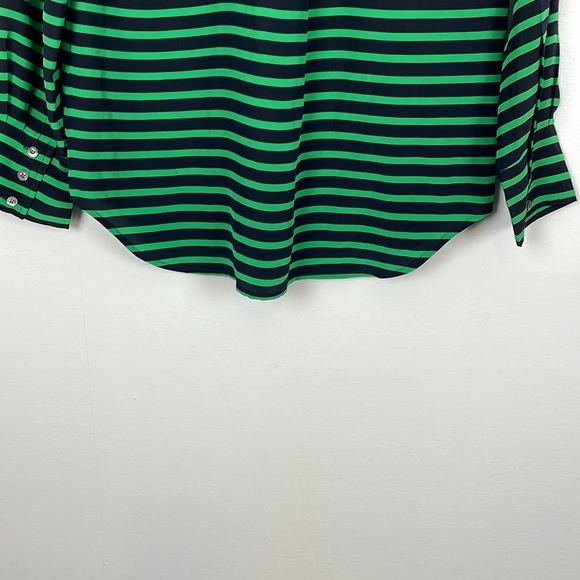 J Crew Silk Womens 2 Long Sleeve Striped Pullover 1/2 Button 2 Pockets Tunic Top - Picture 6 of 8